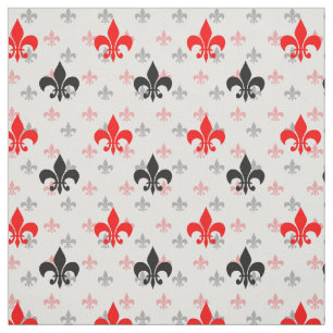 Tela Red Black Fleur De Lis