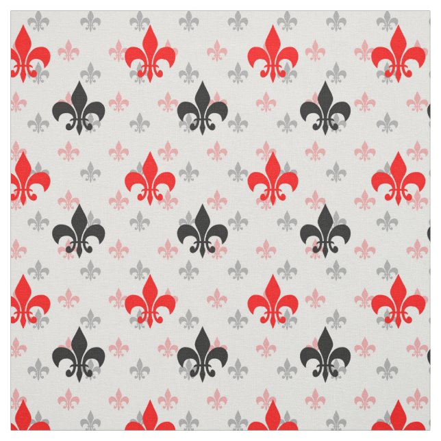 Tela Red Black Fleur De Lis (Retal)