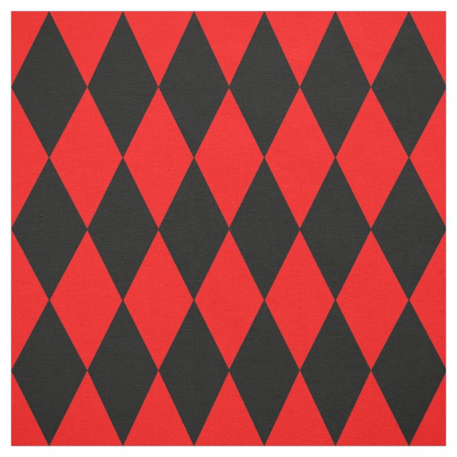 Tela Red Black Harlequin Diamonds Checkers Design  (Retal)