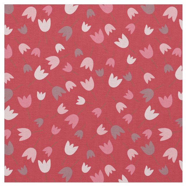 Tela Red con colección de patrones de tulipán rosa (De cerca)