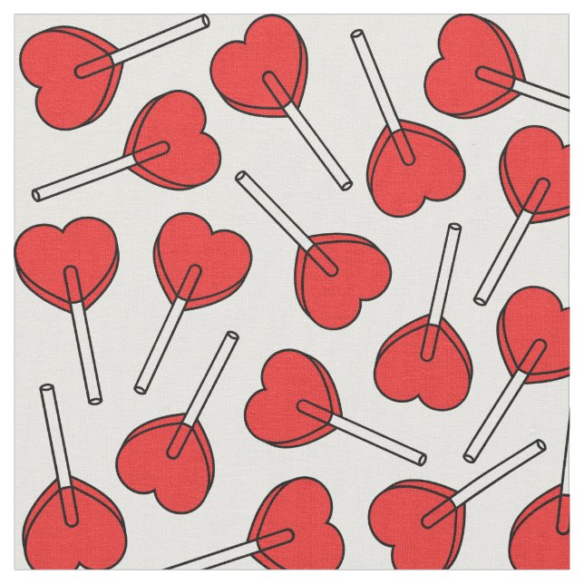 Tela Red Lollipops, Heart Lollipops, Lollipop Pattern (De cerca)