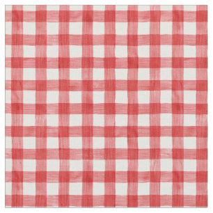 Tela Red Watercolor Gingham Fabric