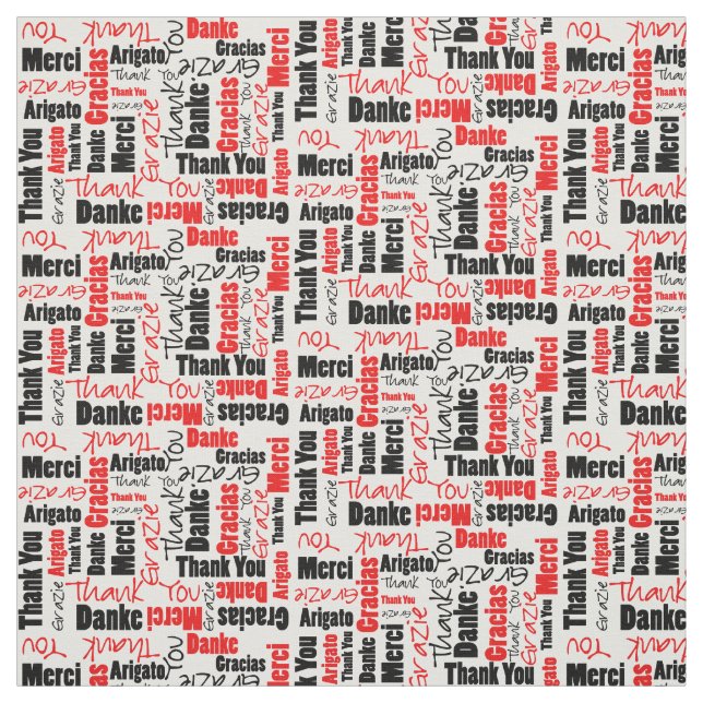 Tela Red y negro Gracias Word Cloud (Retal)