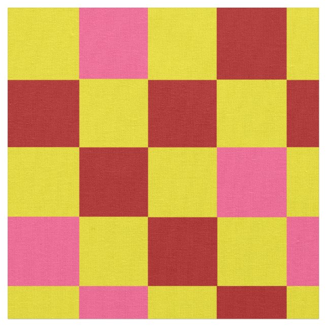 Tela Red Yellow Pink Checkered Pattern Design  (De cerca)
