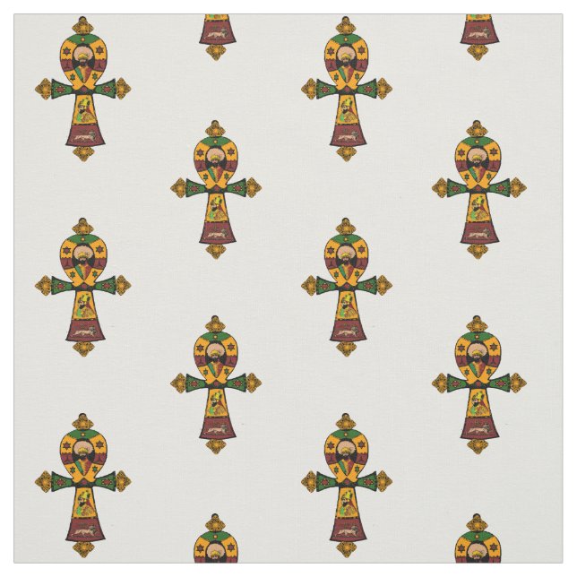 Tela Reggae Etiopía Jamaica Ankh de Haile Selassie (Retal)