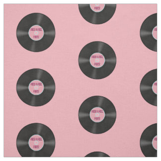 Tela Registro de vinilo LP en patrón rosado