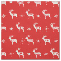 Reindeo Escandinavo Festividad Roja y Blanco Arte 