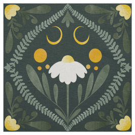 Tela Rejilla de Flor de Luna | Verde Bosque Oscuro