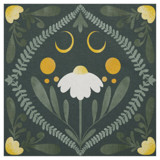 Tela Rejilla de Flor de Luna | Verde Bosque Oscuro