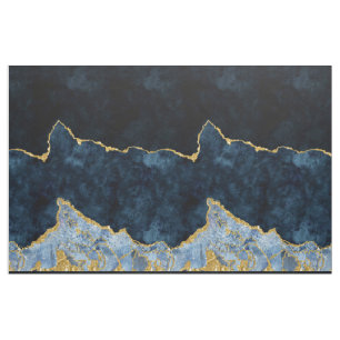 Tela Relieve metalizado dorado azul marino acuarela Aga