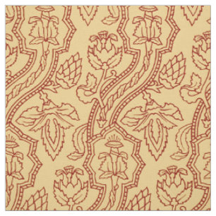 Tela Renacimiento Temprano Floral - Rojo sobre Amarillo