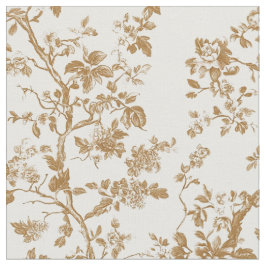 Tela Repetición de Toile Floral Beige Antiguo