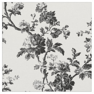 Tela Repetición de toile floral negro