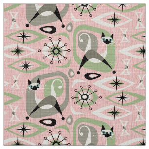 Tela Resumen de gato siamés sobre rosa