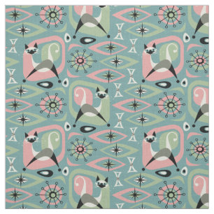 Tela Resumen de gatos siameses - Azul ©studioxtine