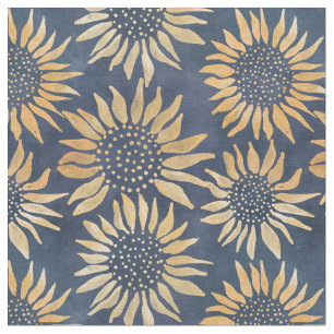 Tela Resumen de girasoles amarillos en azul