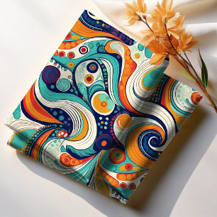 Tela Resumen de subirros retro vibe de los años 60 pat#