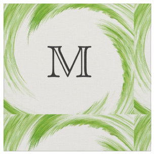 Tela Resumen del Monograma de Swirl Verde #2