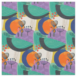 Tela Resumen floral Patrón púrpura Verde azulado