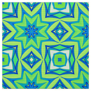 Tela Resumen Geométrico Estrella - Verde Lime y Azul