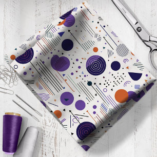 Tela Resumen geométrico retro Pat3 Purple Naranja ID106