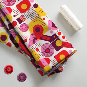 Tela Resumen geométrico retro Pat#13 Red Naranja ID1067