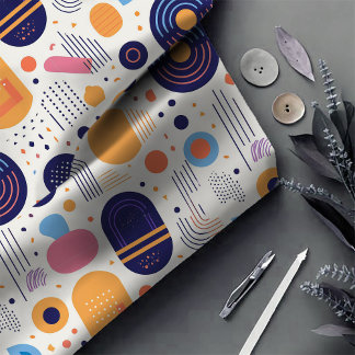 Tela Resumen geométrico retro Pat#7 Indigo ID1067