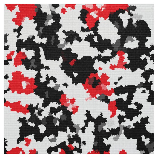 Tela Resumen Irregular Blanco Y Negro Rojo (Retal)