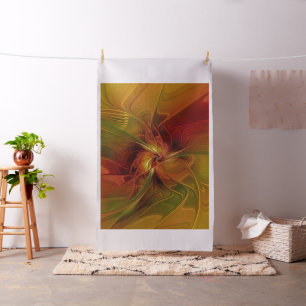 Tela Resumen Naranja rojo Brown Flor de arte fractal ve