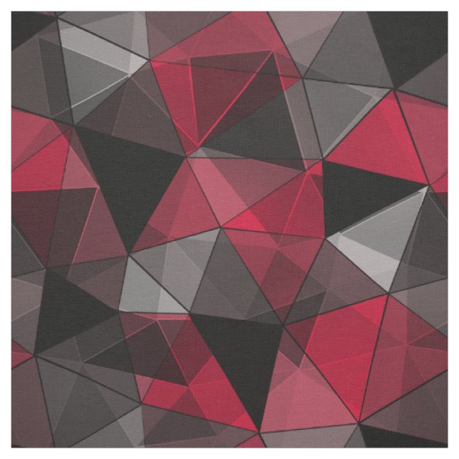 Tela Resumen Negro, rojo, geométrico gris. (Retal)