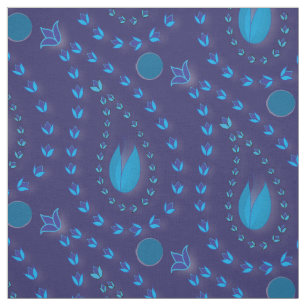 Tela Resumen Patrón azul oscuro paisley tulipán floral