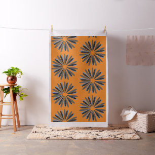 Tela Resumen Patrón de Naranja gris negro floral