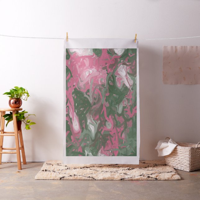 Tela Resumen rosa, blanco y verde (In Situ)