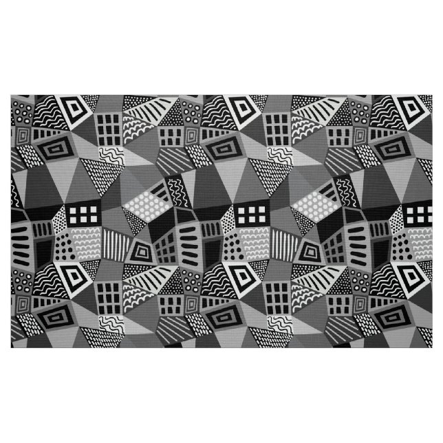 Tela Resumen segmentado 070717 - Blanco y negro ("Cuarto gordo" (fat quarter))