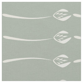 Tela Resumen Verde Gris Art Decó Tulip Floral Patrón