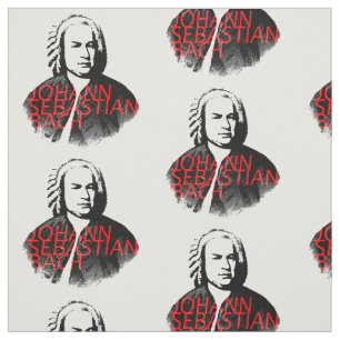 Tela Retrato de Johann Sebastian Bach y letras rojas