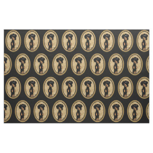 Tela Retrato de Personalizado Dachshund Oval Gold (negr