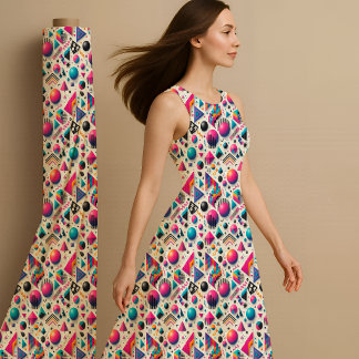 Tela Retro 90s Memphis Geometric Neon Bold Fabric Print