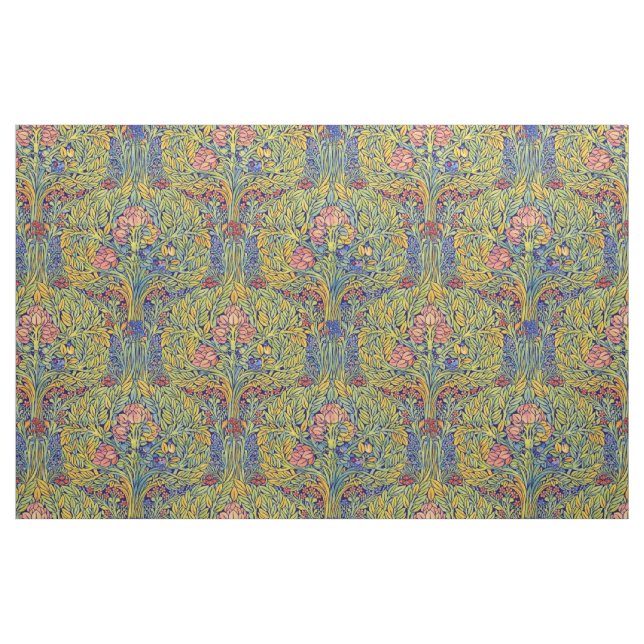 Tela Retro Arts & Crafts style Birds in Trees Pattern ("Cuarto gordo" (fat quarter))