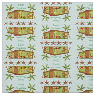 Tela Retro Beach House Bananeros Árboles Cálidos Navida