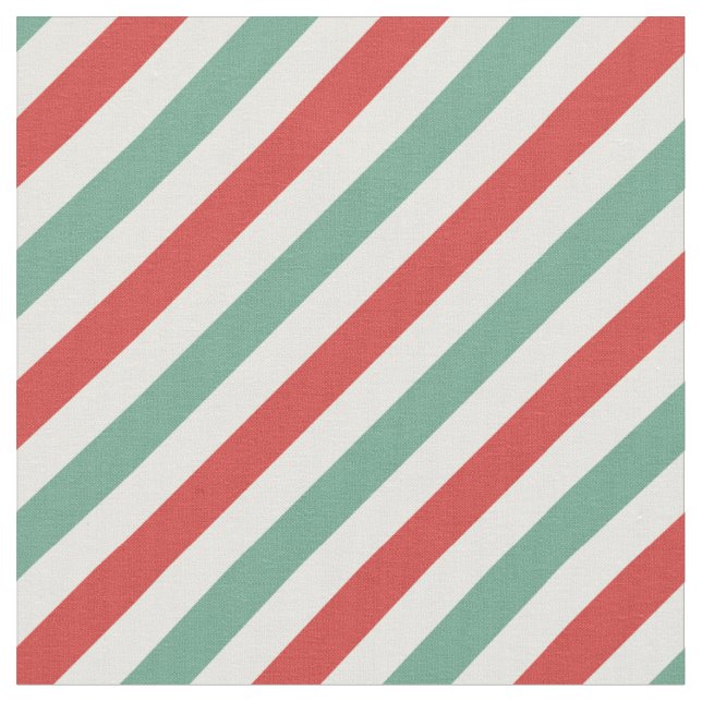 Tela Retro Candy Cane Navidades Strips Red Green (De cerca)