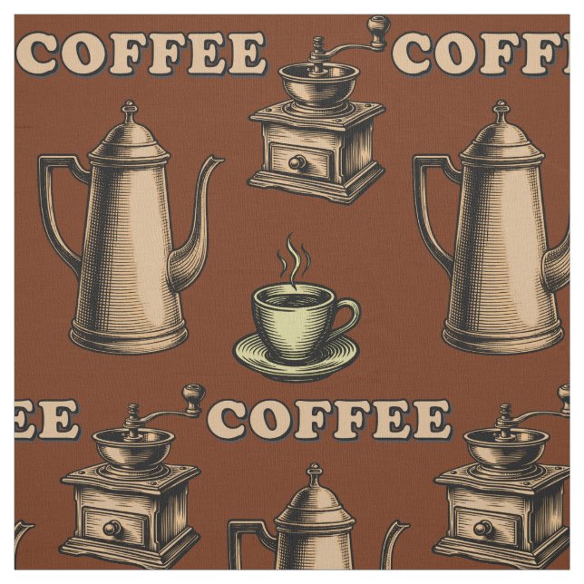 Tela Retro Coffee Cafe Pattern (Retal)