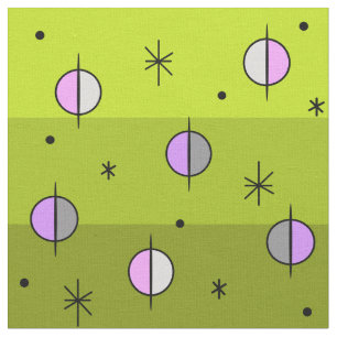 Tela Retro Espacio Edad Planetas Estrellas Chartreuse