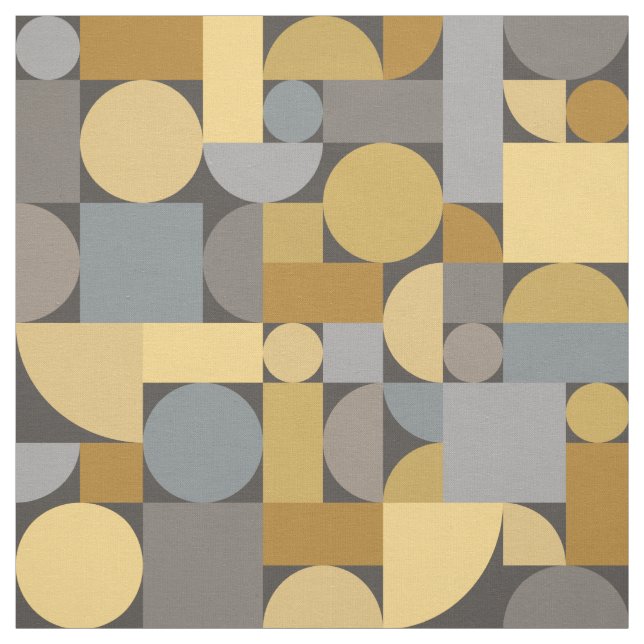 Tela Retro Geométrico Arte Gris Amarillo (Retal)