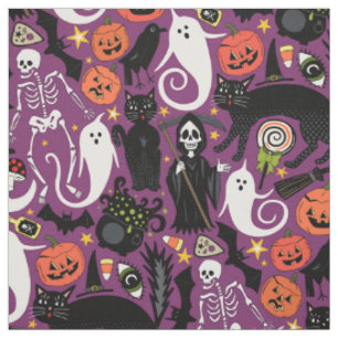 Tela retro halloween púrpura