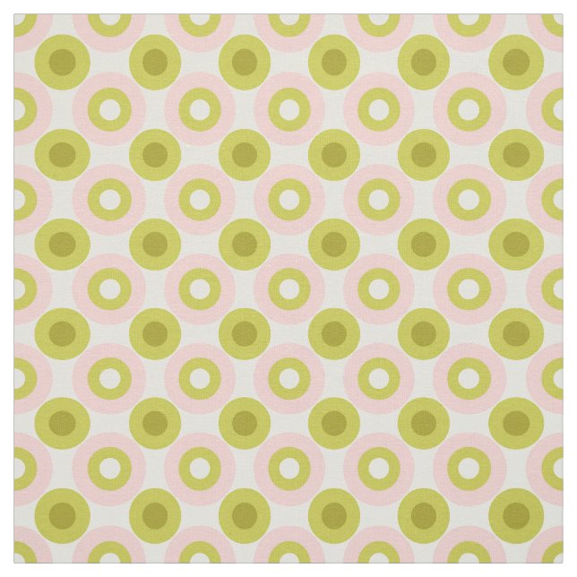 Tela Retro Pink Green Circles Pattern (Retal)
