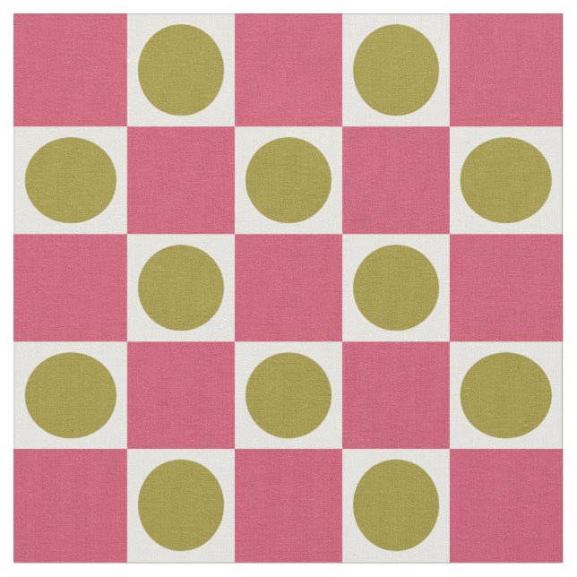 Tela Retro Rosa y Oliva Círculo Verificado (De cerca)