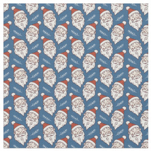 Tela Retro Santa Claus Navidades rojos blancos y azules