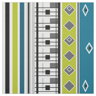 Tela retro, sesenta, popular, moda, azul, verde, geo