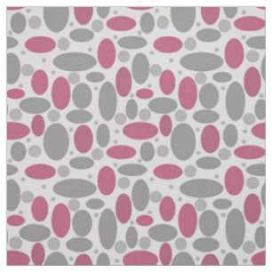 Tela retro, sesenta, puntos de polka, gris y rosa